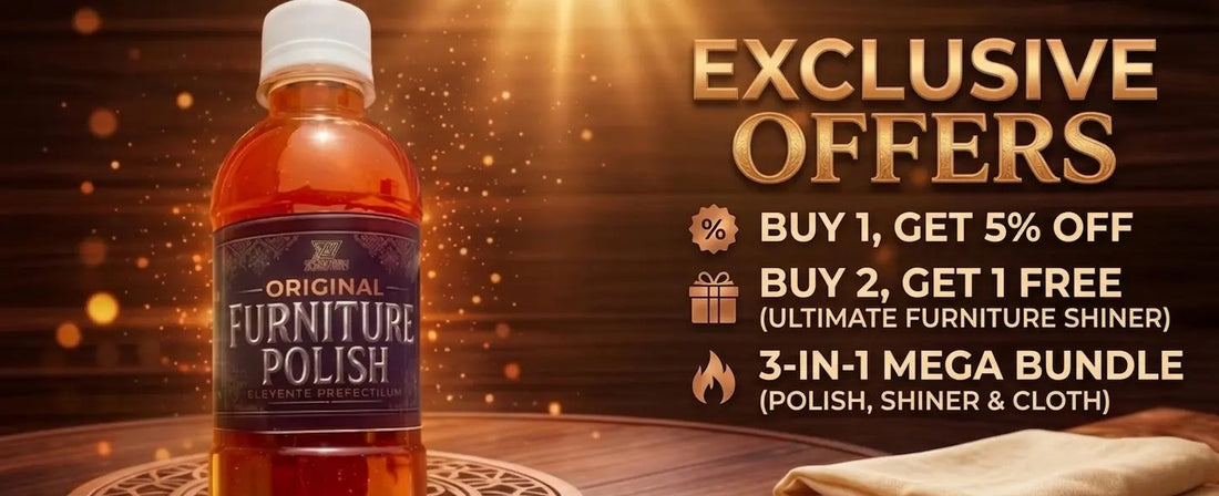 Original Furniture Polish bottle with Exclusive Offers promotional banner